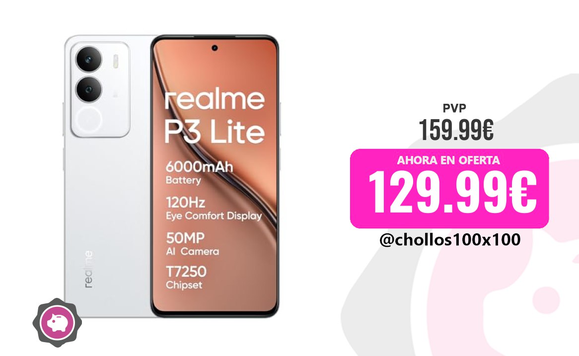 Realme P3 Realme P3 Lite,Smartphone,Blanco, 8+256Gb, Pantalla De...