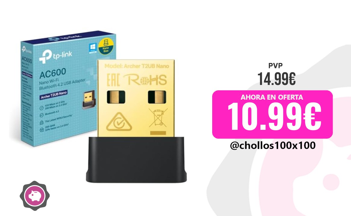 Adaptador Wi-Fi Personal Tp-Link Archer T2Ub Nano Ac600 Nano Wi-Fi
