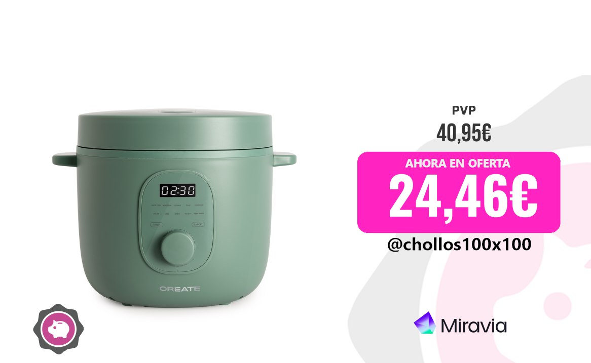 Rice Cooker Create - Arrocera Eléctrica Multifunción Con Cesta Vaporera De