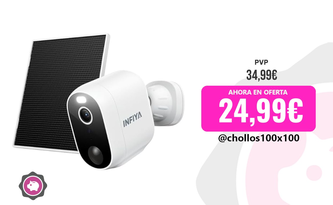 CUPONAZO del hogar INFIYA Cámara Vigilancia WiFi Exterior Solar - 2K Camaras V