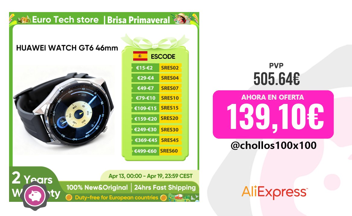 Reloj Huawei Reloj Inteligente Huawei Gt6 De 46 Mm Con Gps, Pantalla Táctil