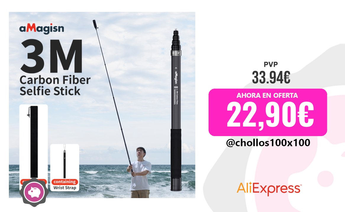 Palo Selfie Amagisn Palo Selfie Invisible De 3 M, Monopi Extendido De Fibra