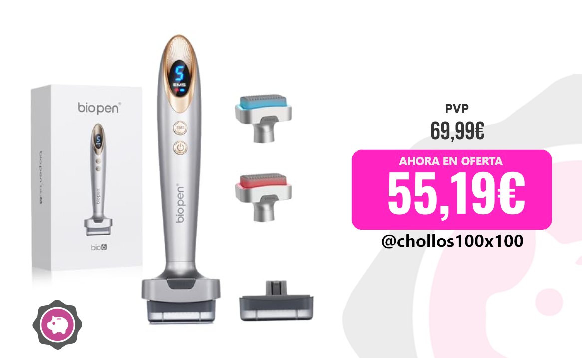 CUPONAZO Biopen Derma Stamp 140 Pins, Microneedling + EMS + Vibración + Luz L