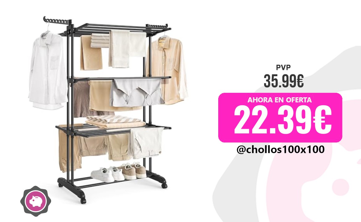 Tendedero Plegable Songmics Tendedero Plegable De 4 Niveles, Con Ruedas