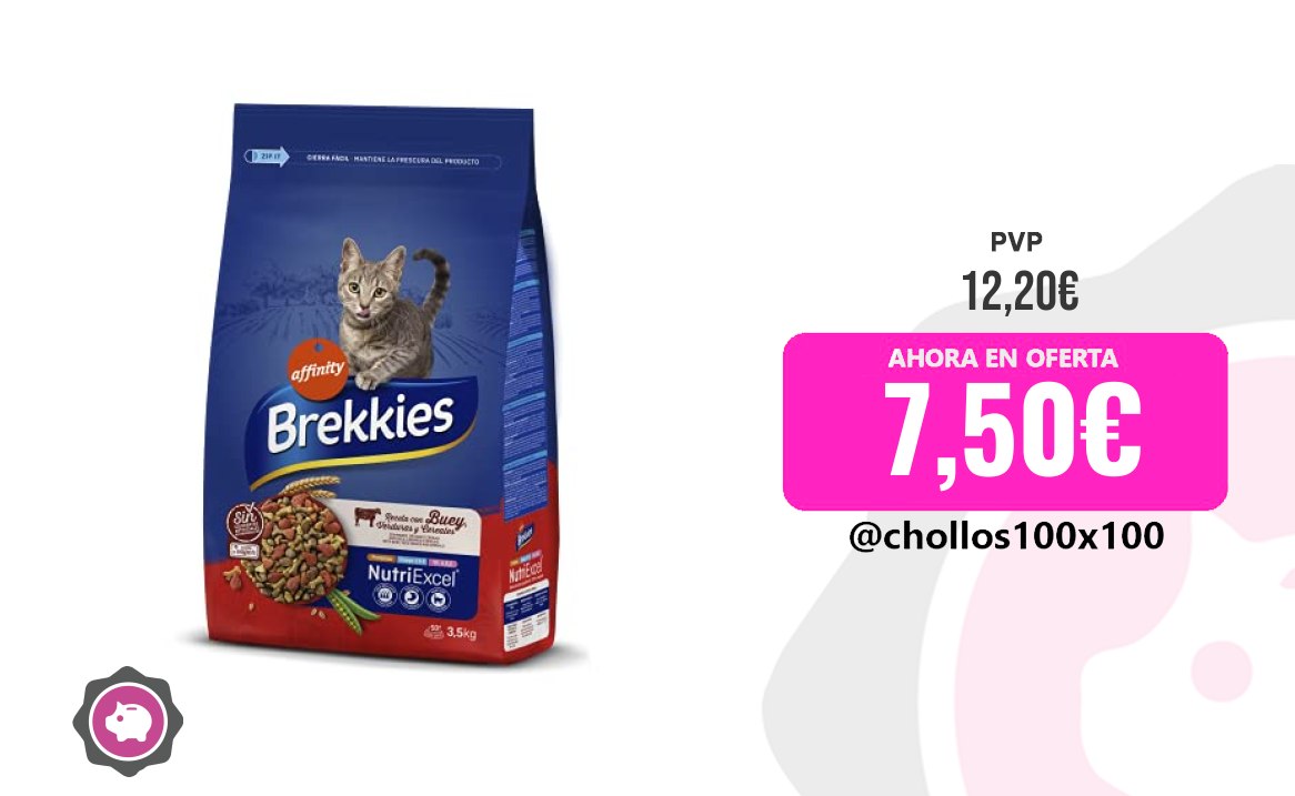 CUPONAZO para animales Brekkies Pienso para Gatos con Buey, Verduras y Cerea