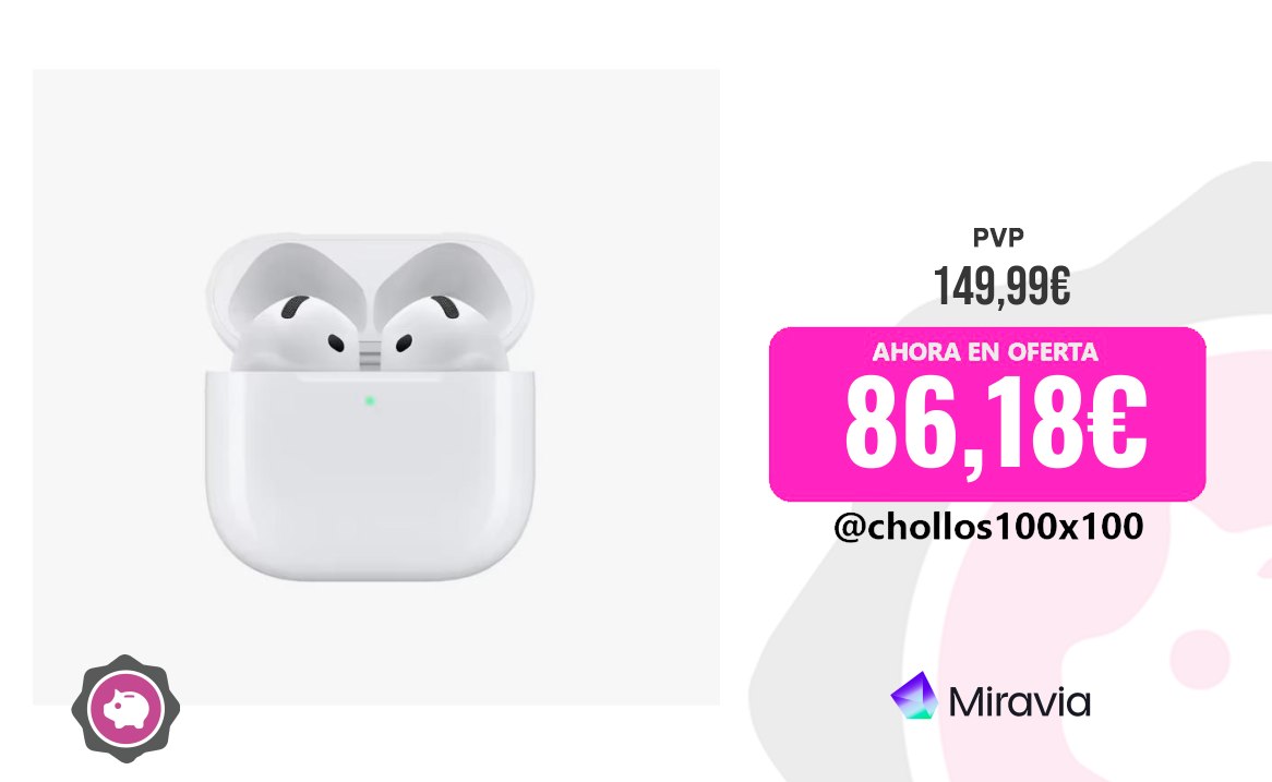 Apple Airpods Auriculares Inalámbricos Apple Airpods 4 , Bluetooth 5.3, Chip
