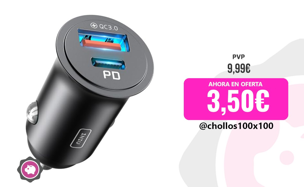 Cargador Coche Iniu Cargador Coche Carga Rápida 60W, Cargador M