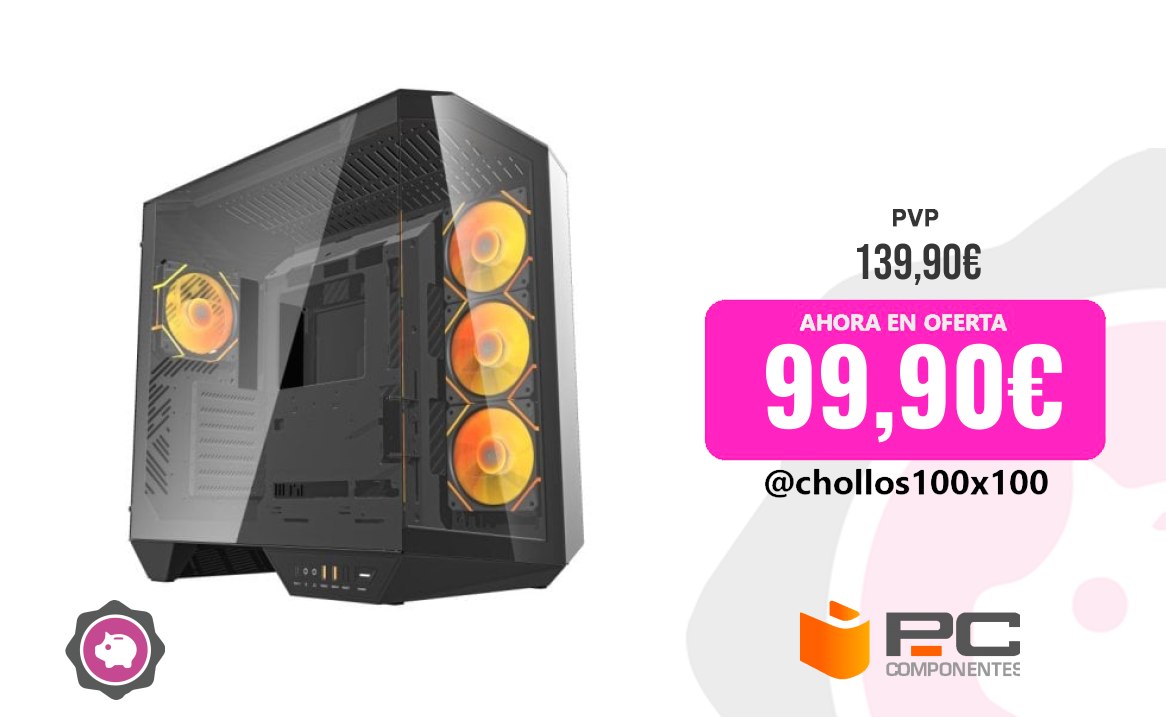 CHOLLAZO TORRE PC #PcComponentes Torre PC darkFlash DY470 Black Full Tower cristal templado 4x ARGB/PWM