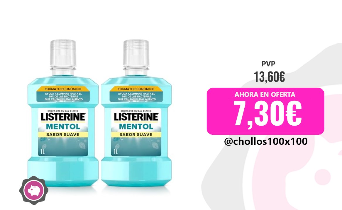 Cuponazo Listerine Listerine Mentol Sabor Suave (2 X 1 L), Enjuague Bucal Co