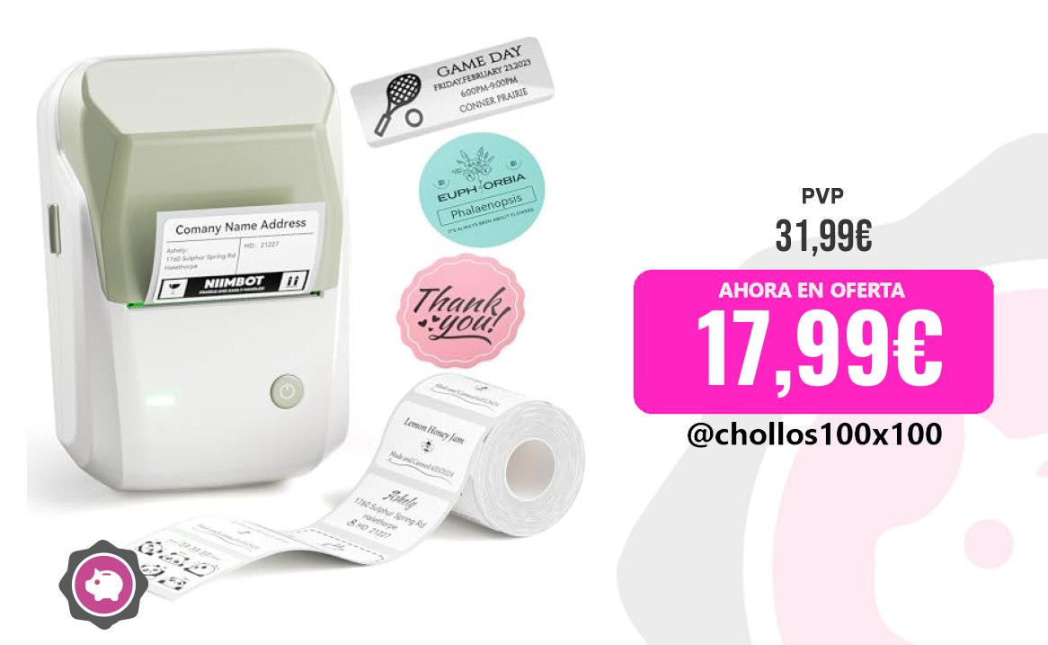 CUPONAZO personal NIIMBOT B1 Etiquetadora con 1 Rollo de Papel de Etiquetas