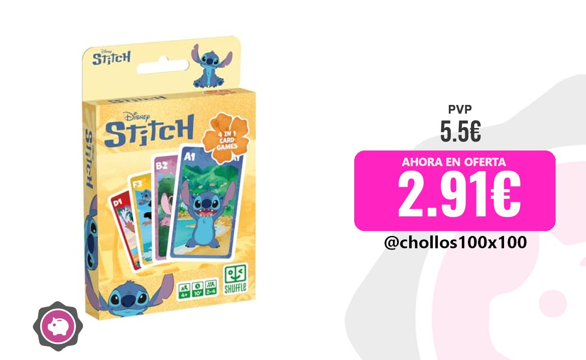 Juego Cartas Shuffle - Juego De Cartas 4 En 1 Stitch – 7 Familias