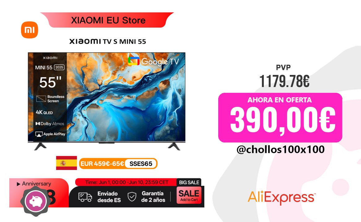 Televisión Xiaomi Xiaomi S Mini 55 144Hz Qd-Mini LED Dolby Vision ® Qi, Do