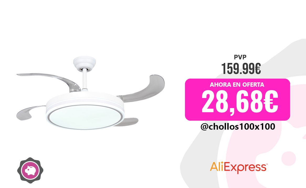 Ventilador LED Ventilador De Techo Con Luz LED 36W Blanco En 3 Temperaturas
