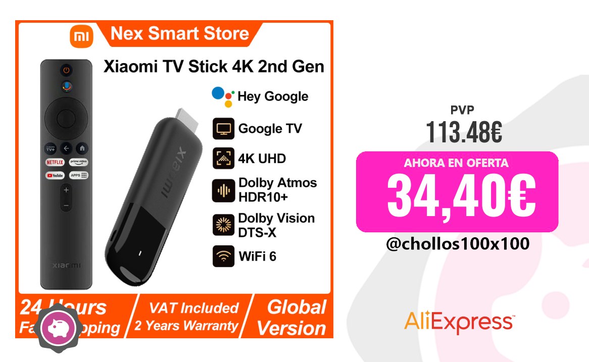 Xiaomi TV 2025 Xiaomi TV Stick 4K 2Nd Gen, Google TV, Wifi 6 Medios De Trans