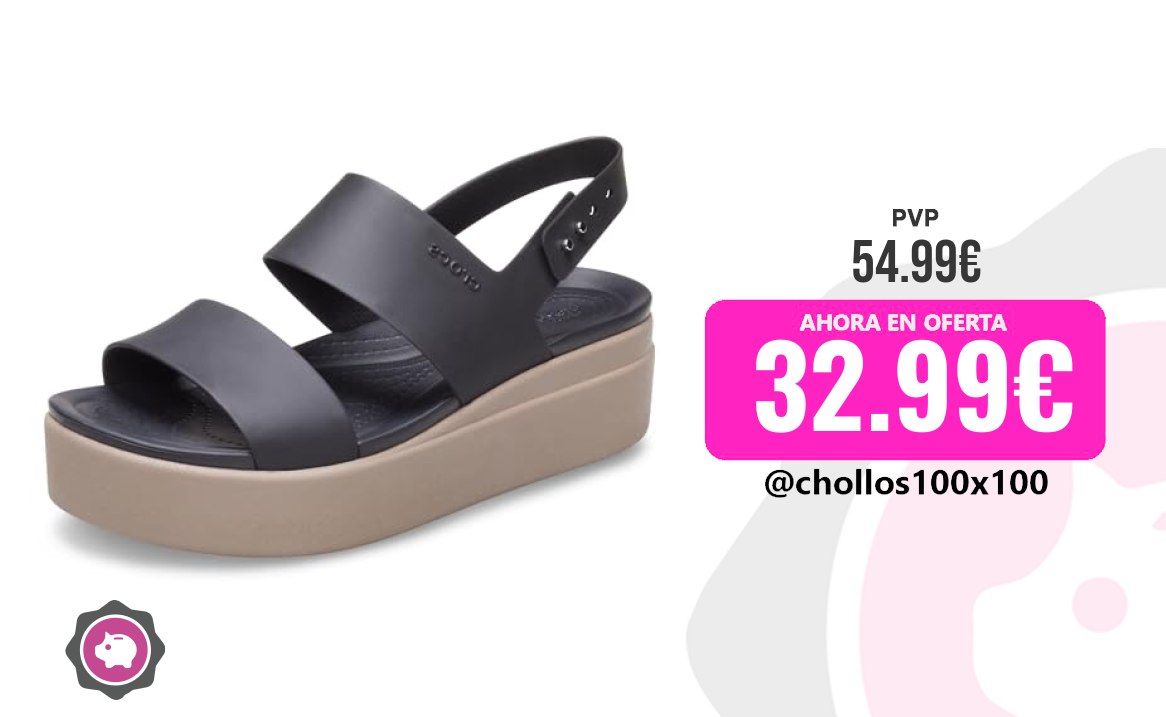 Crocs Sandalia Crocs Mujer Brooklyn Low Wedge Sandalia, Black/Mushroo