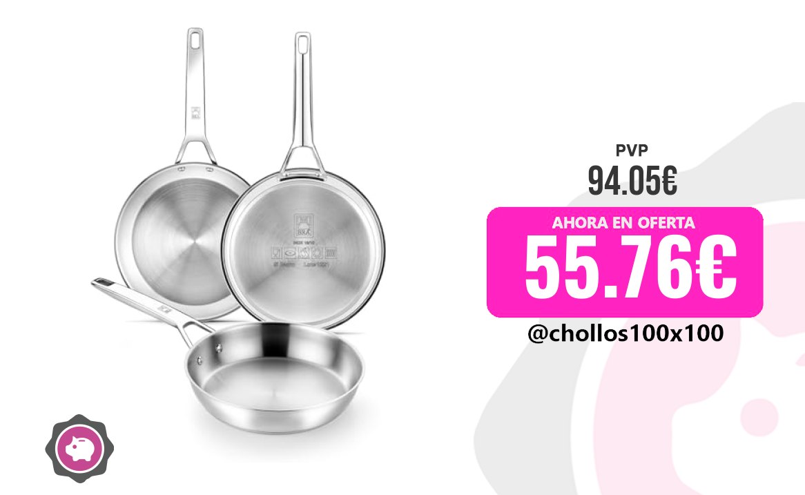 Set Sartenes Bra Signature Set 3 Sartenes 20-24-26, Acero Inox 18/10 P