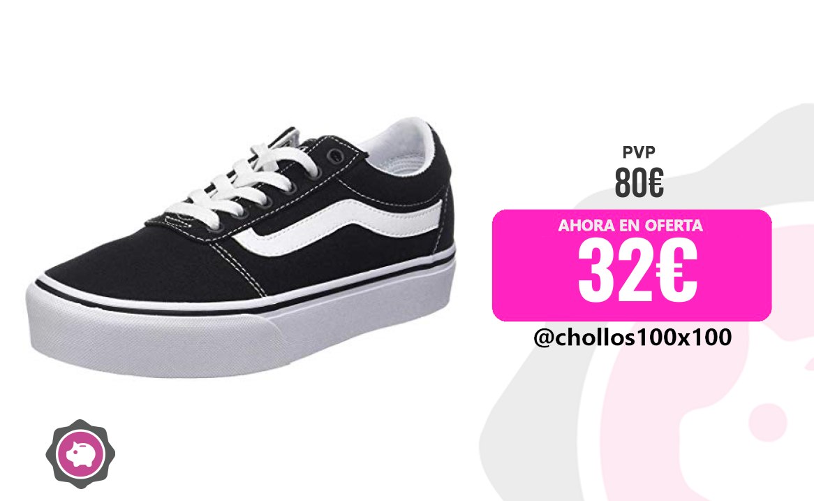 Vans Plataforma Vans Ward Platform, Zapatillas Mujer, Canvas Black Wh
