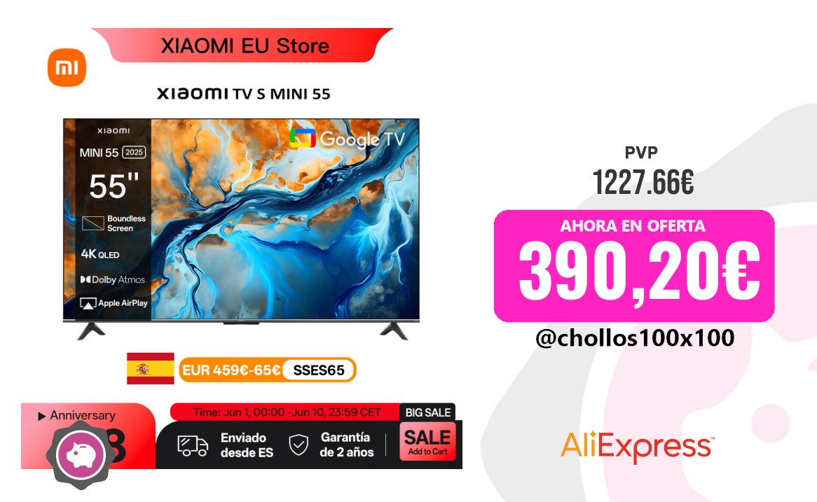 Televisión Xiaomi Xiaomi S Mini 55 144Hz Qd-Mini LED Dolby Vision ® Qi, Do
