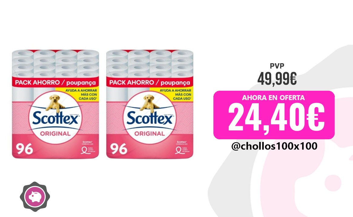 Scottex Scottex Original Papel Higiénico, 96 Rollos, 6 Packs De 16 oferta descuento