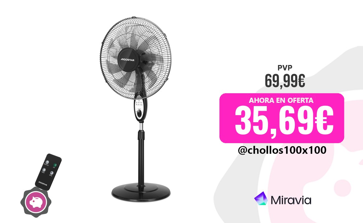 Aigostar Ventilador Aigostar Ventilador De Pie Con Mando A Distancia, 9 Aspas