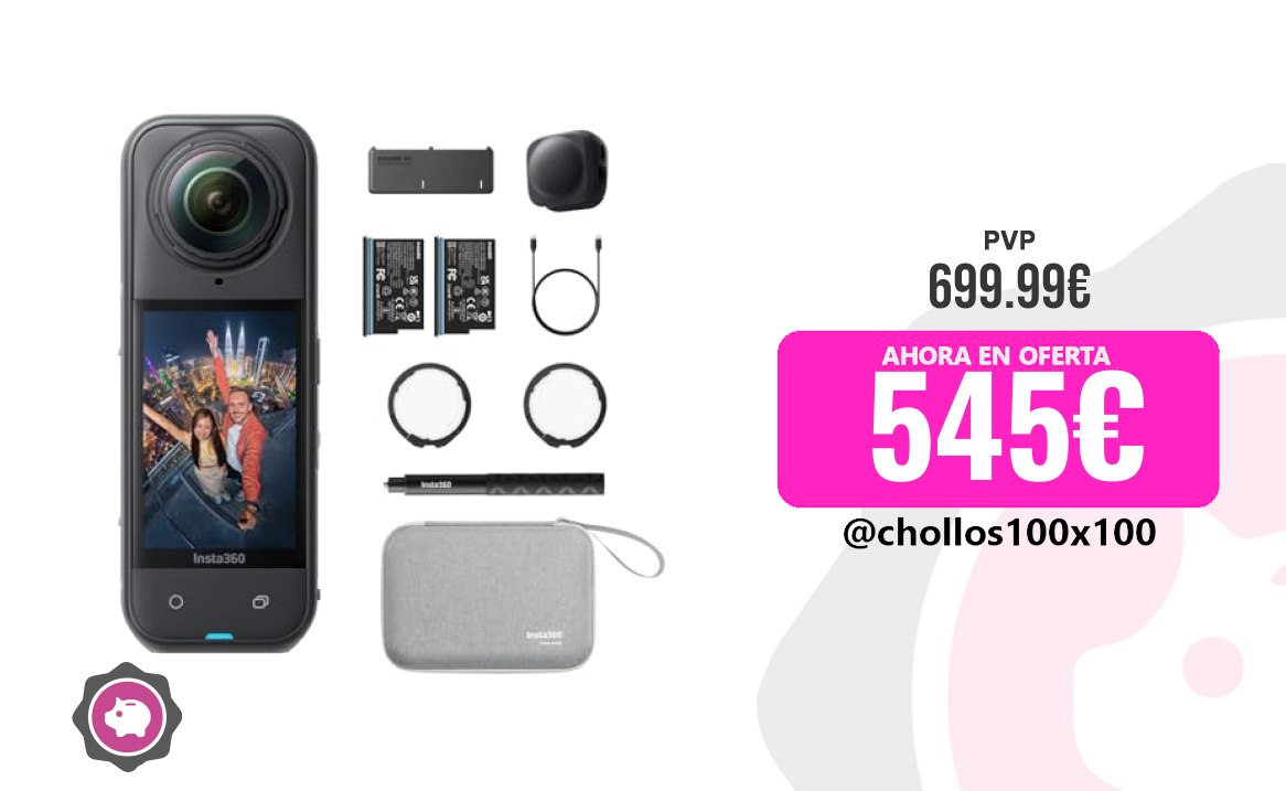 Cámara 360º Insta360 X5 Paquete Esencial - Cámara 8K 360º Imperme