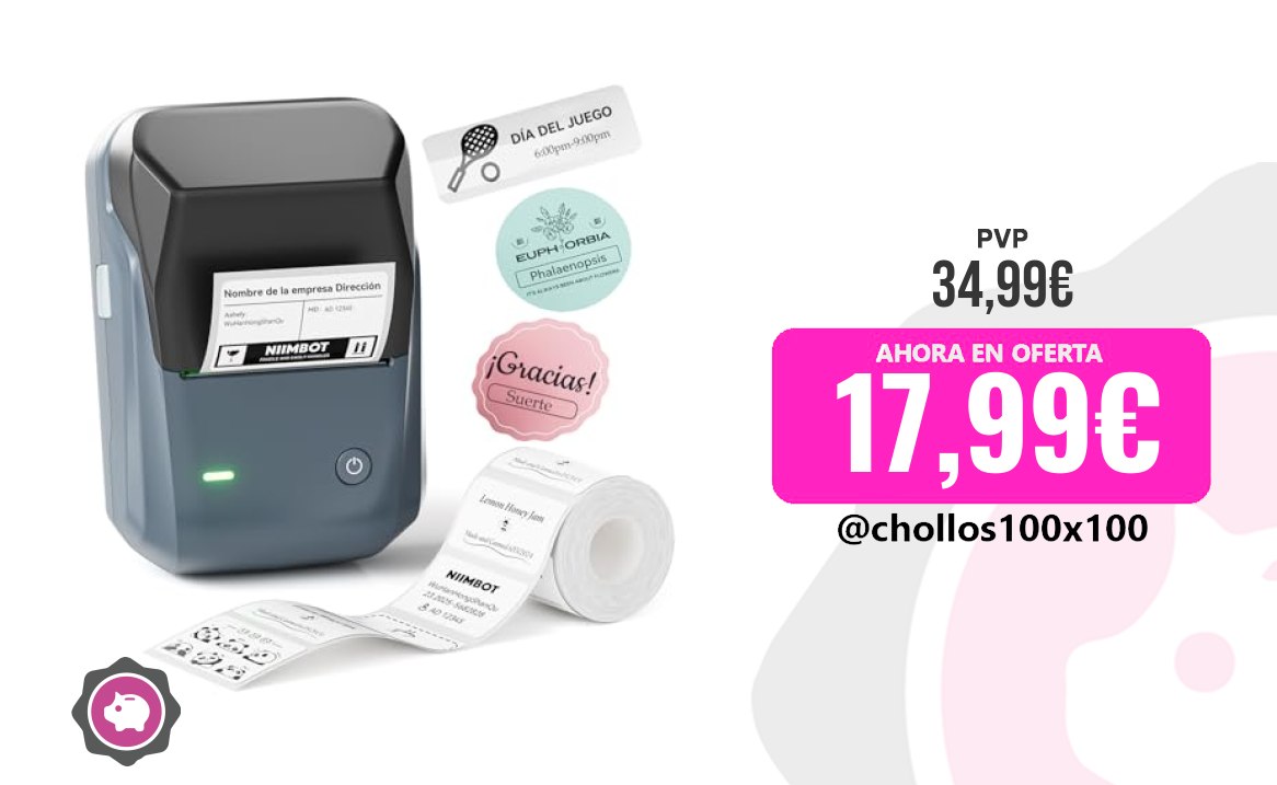 CUPONAZO personal NIIMBOT B1 Etiquetadora,Impresora Etiquetas Autoadhesivas