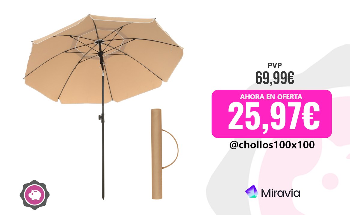 Sombrilla Playa Songmics Sombrilla De 200 Cm, Upf 50+, Inclinación Bidirecci oferta descuento