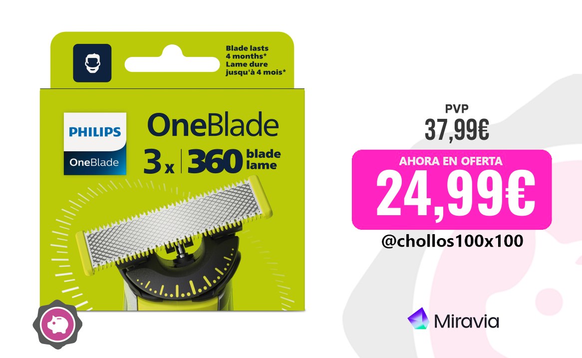 Philips Oneblade 3 Recambios Cuchilla Flexible 360 Philips Oneblade, Compatib