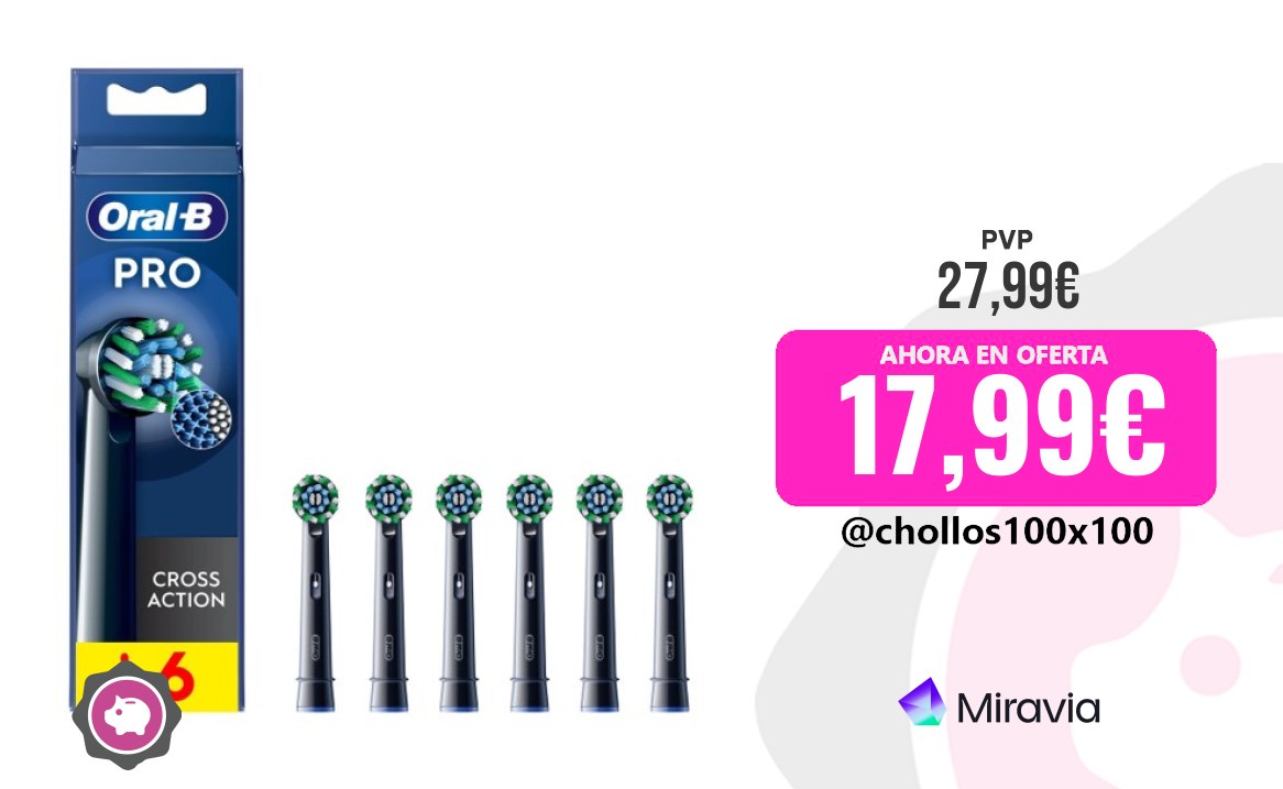 Oral‑B Crossaction Oral-B Pro Crossaction Cabezales De Recambio, Pack De 6