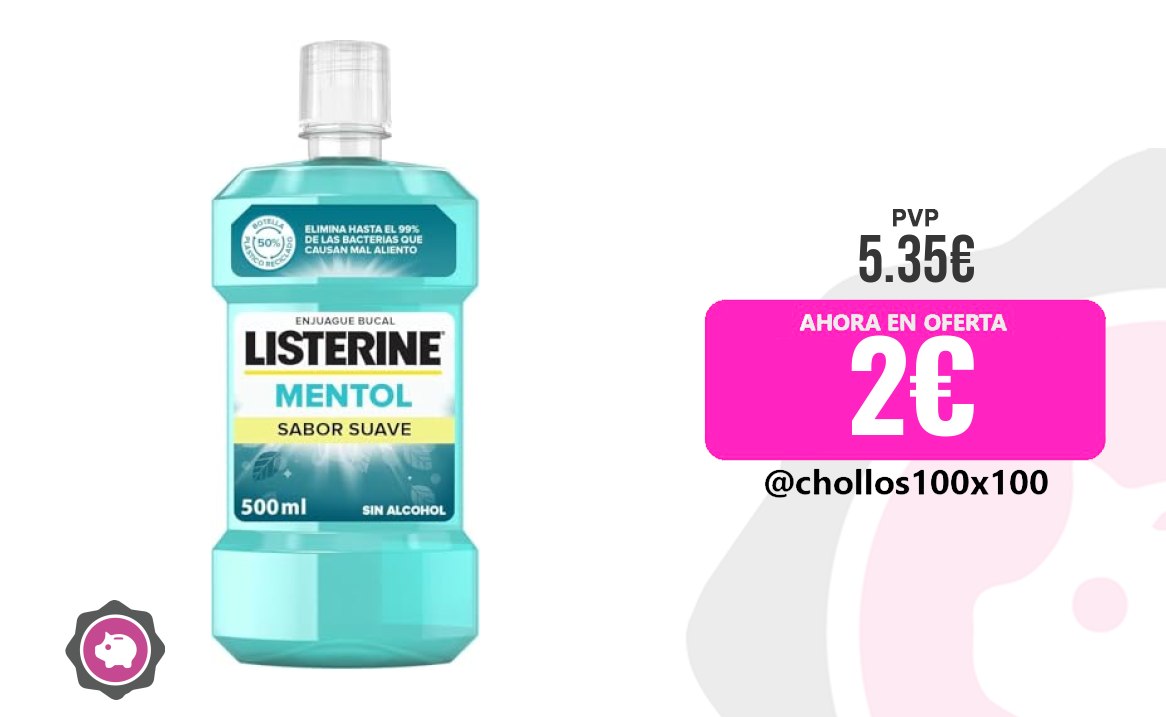 Listerine Mentol Listerine Mentol Sabor Suave (1 X 500 Ml), Enjuagu