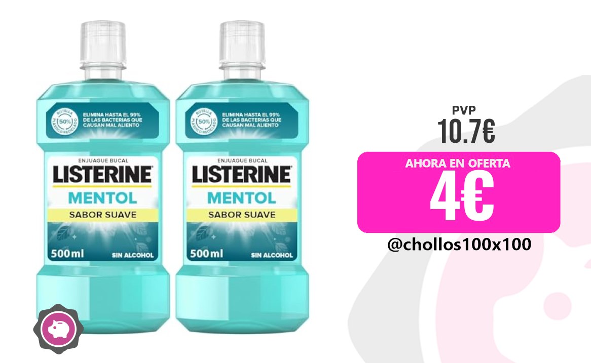Listerine Mentol Listerine Enjuague Bucal, Mentol Sabor Suave, Sin