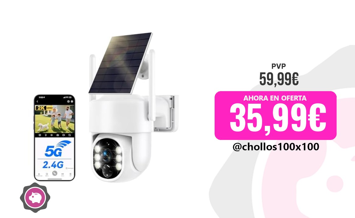 CUPONAZO del hogar WESECUU Cámara de Vigilancia WiFi Exterior Solar Inalámbri