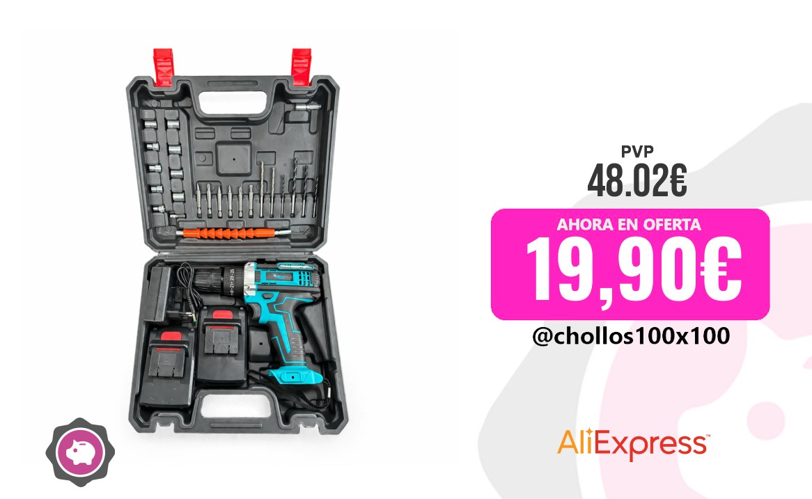 Taladro Inalámbrico Set De Taladro Percutor Inalambrico, Con 2 Baterias 21V