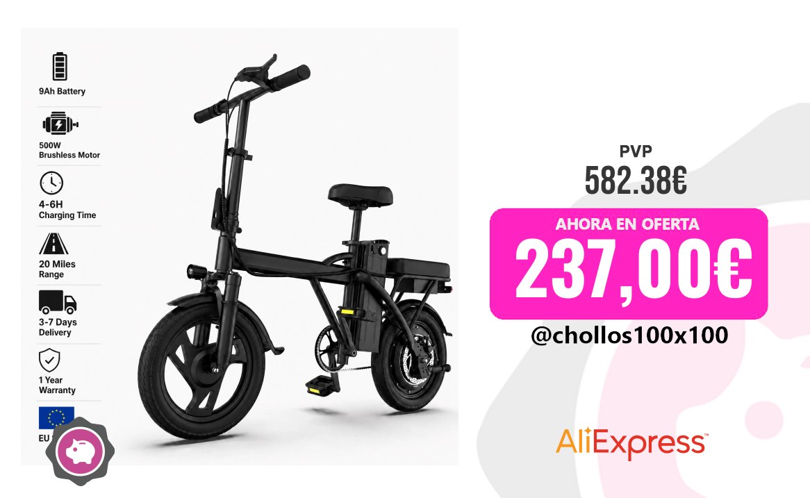 Bicicleta Eléctrica Bicicleta Eléctrica Plegable, Motor De 500W, Batería