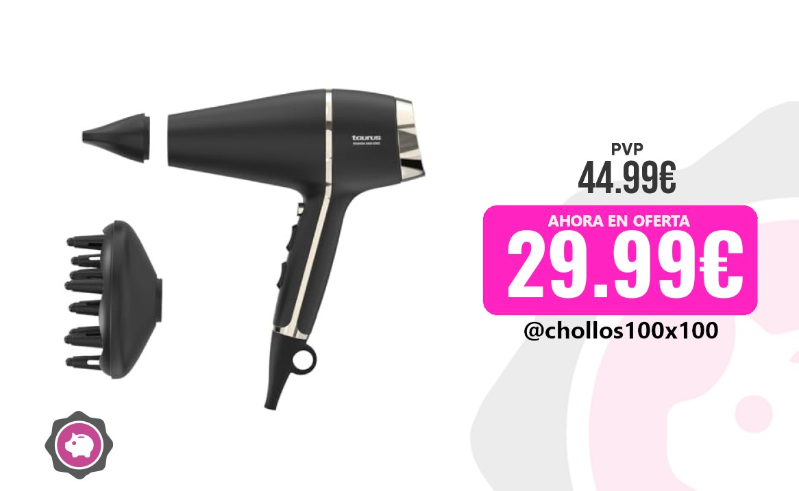 Taurus Secador Taurus - Secador De Pelo 2400W, Iónico, Motor Ac, Dif