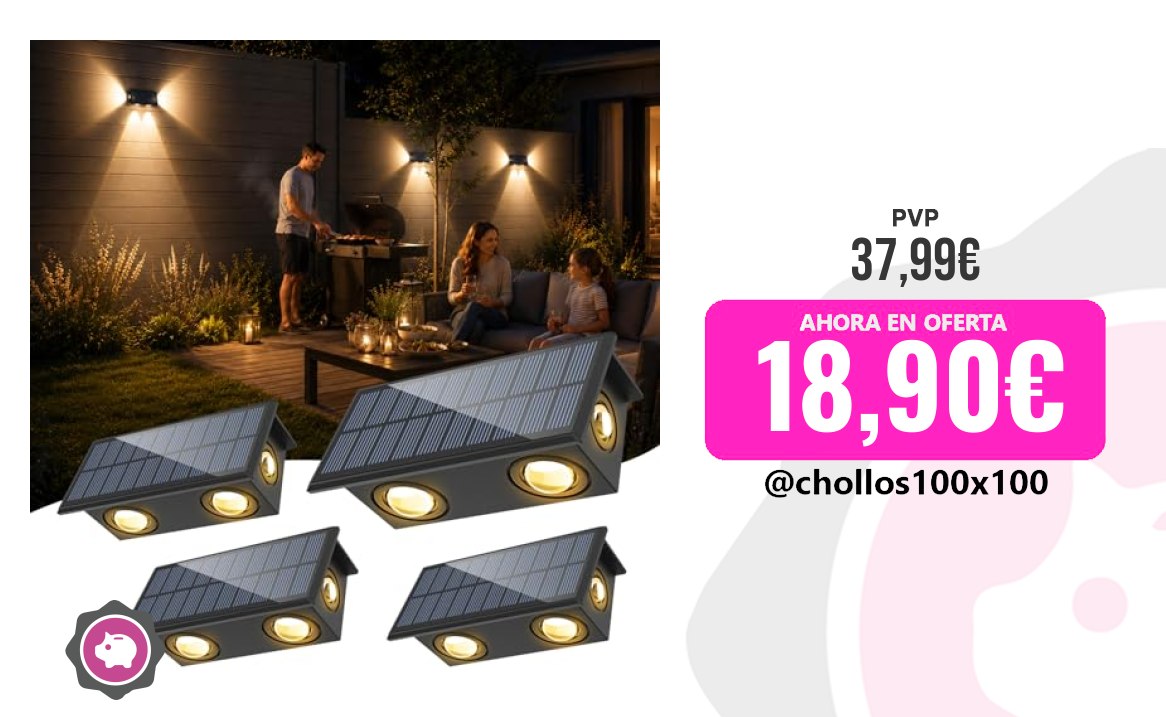 Natpow Aplique Natpow Aplique Solar Pared Exterior, 4 Piezas Luz Solar E