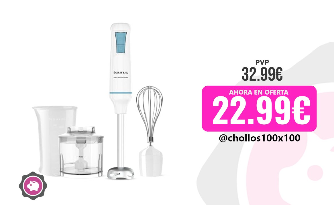 Batidora Robot Taurus – Batidora De Mano Robot 1000 Plus Inox, 2 Vel