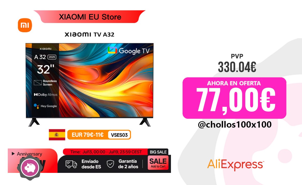Xiaomi TV Xiaomi TV A 32, Tamaño Compacto Con Pantalla Colorida, Sonido Din