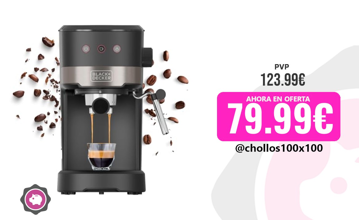Cafetera Compacta Black+Decker - Cafetera Espresso Compacta 1100W 20