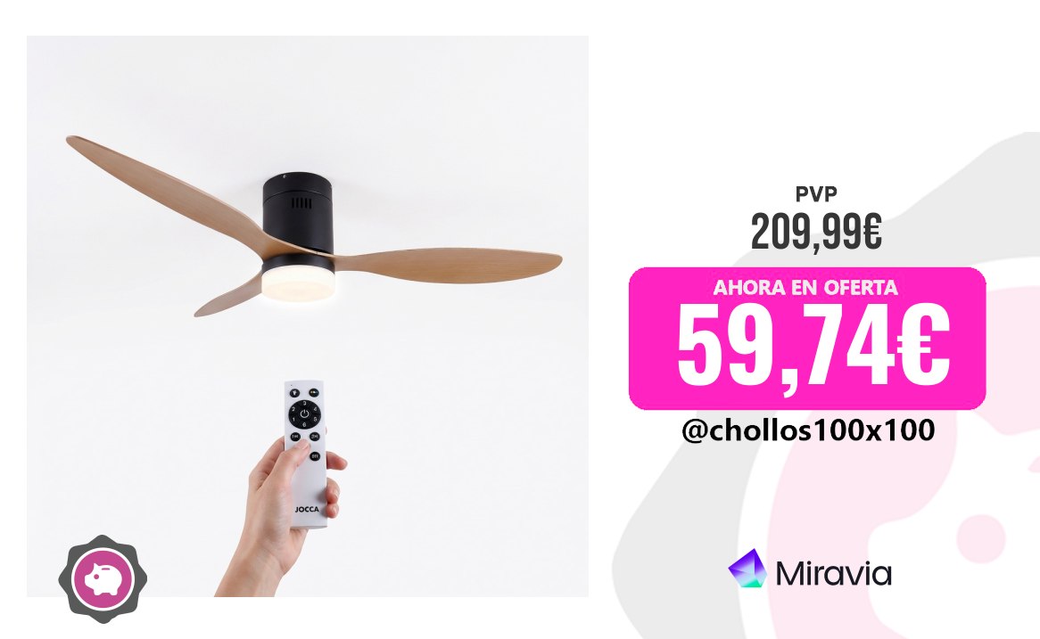 Ventilador Jocca Ventilador De Techo Negro Jocca Con 3 Elegantes Aspas Con Ac