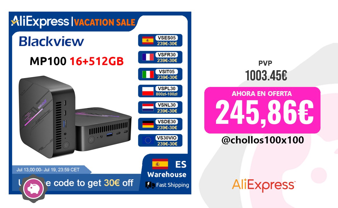 Mini PC Blackview Mp100 Nuevo Mini PC AMD Ryzen 5 7430U Windows 11 6 Núcleo