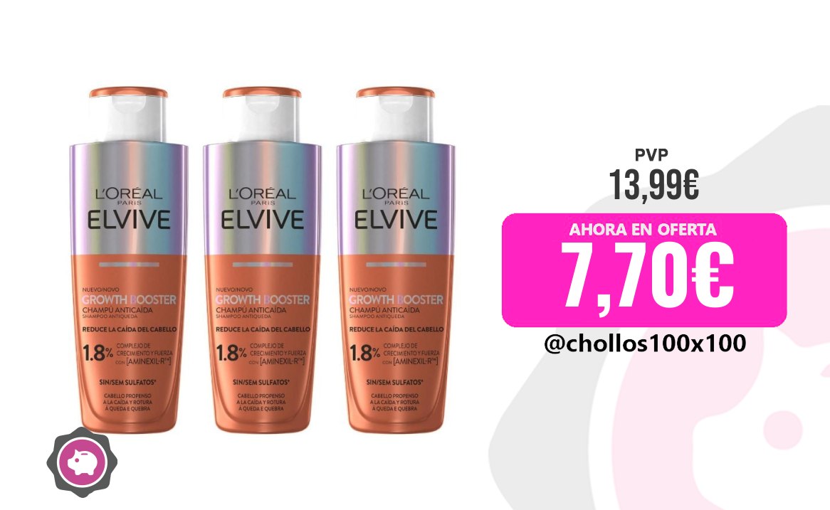 Anticaída *L'oréal Paris Elvive Growth Booster Champú Anticaída 2 oferta descuento