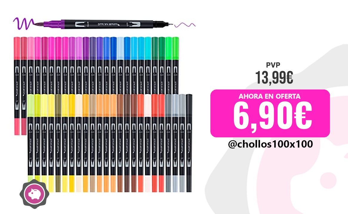 CUPONAZO de oficina APOGO Rotuladores Lettering 48 Colores, Doble Punta Pince