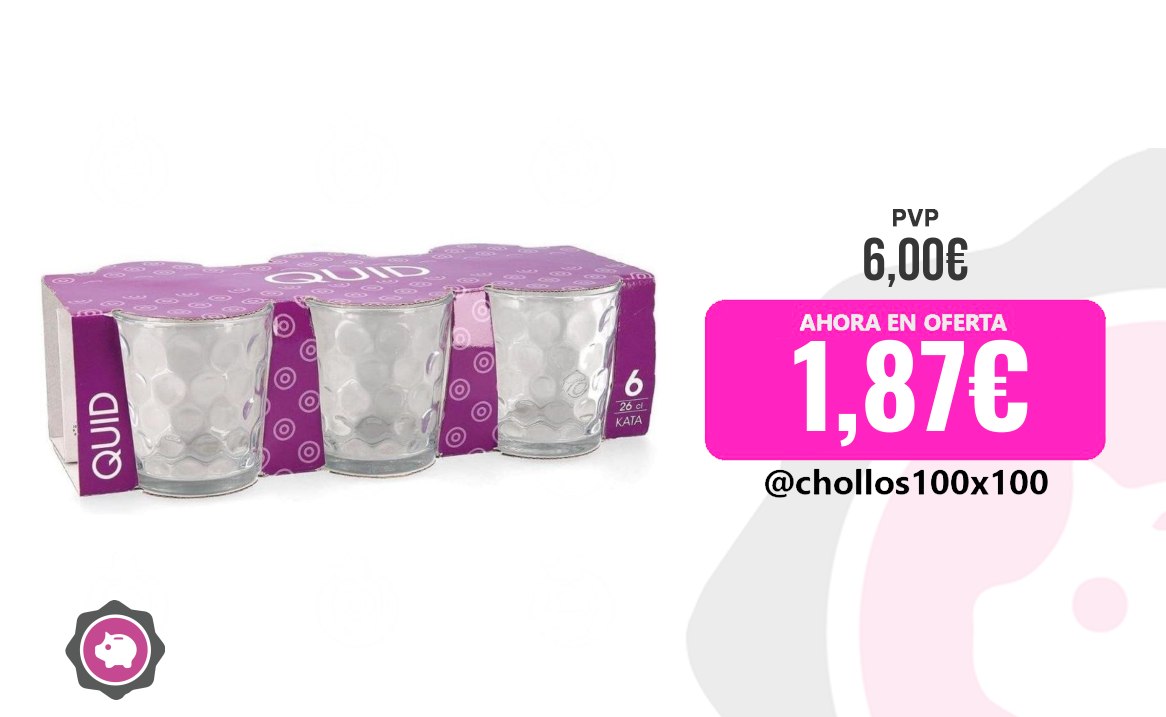 Vasos Cristal Quid Kata - Set 6 Vasos Forma Baja 26Cl, Aptos Para Lavava
