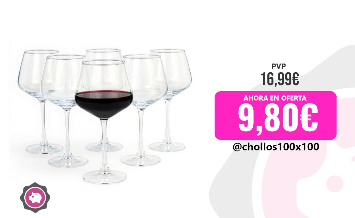 Copas Vino Amazon Basics Copas De Vino Tinto Con Tallo, Juego De 6 Pieza