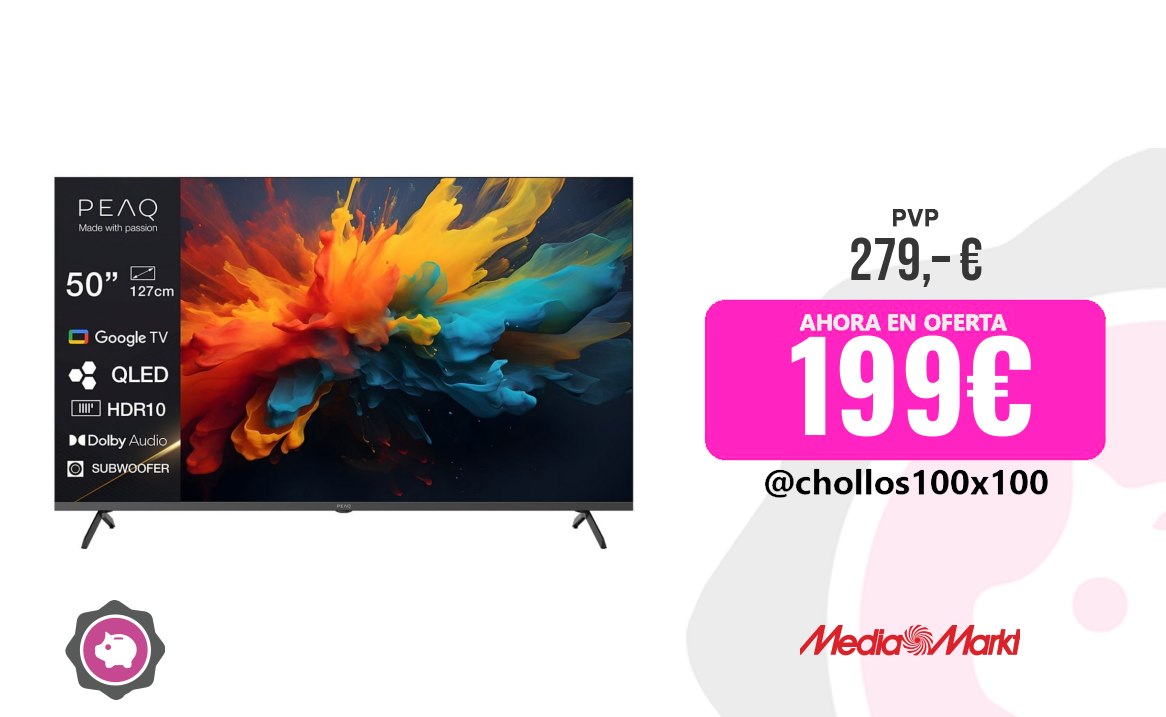 TV Qled TV Qled 50" - Peaq Ptv 50Gqu-5026C, Qled 4K, Smart/Google TV, Dvb-T2