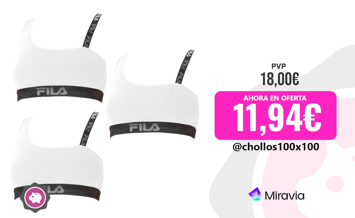 Fila Sujetadores Pack 3 Sujetadores Deportivos De Algodón Fila Color Blanco