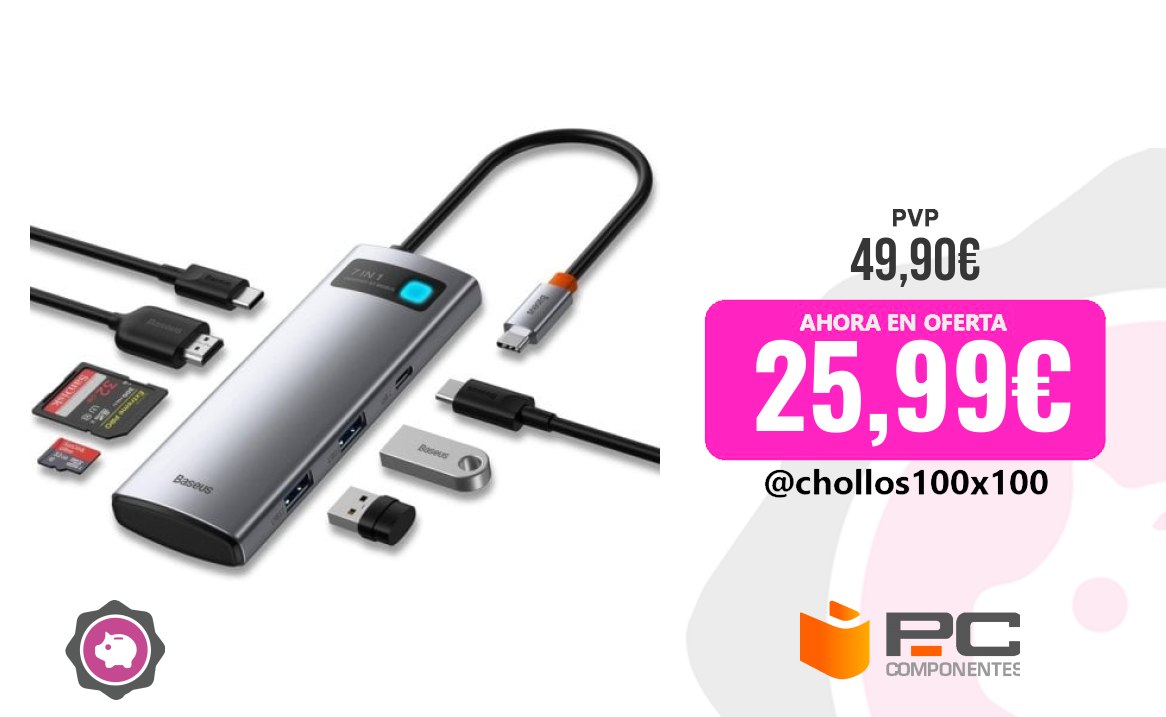 Baseus Dock Baseus Metal Gleam 7 En 1 Dockstation USB-C 100W A USB-C Pd/H