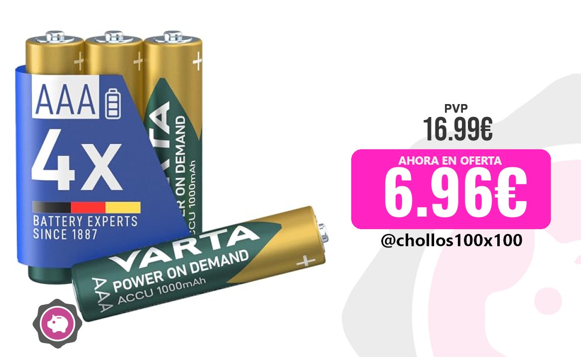 Varta Recargables Varta Pilas Aaa, Recargables, Paquete De 4, Re