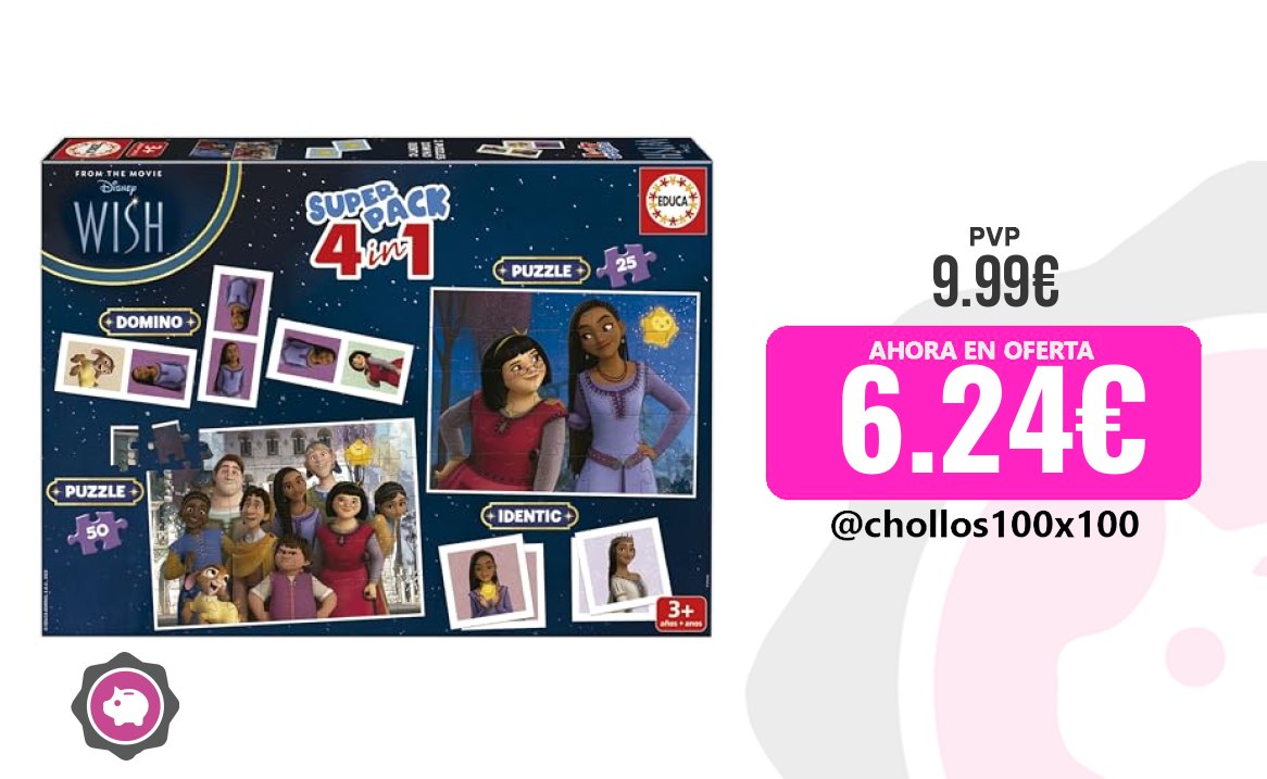 Disney Educa Educa - Superpack Disney Wish 4 En 1 Puzzles, Dominó